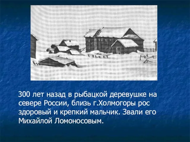 300 лет назад в рыбацкой деревушке на севере России, близь г.Холмогоры рос здоровый