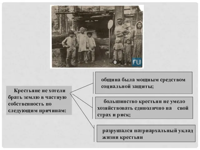 Крестьяне не хотели брать землю в частную собственность по следующим