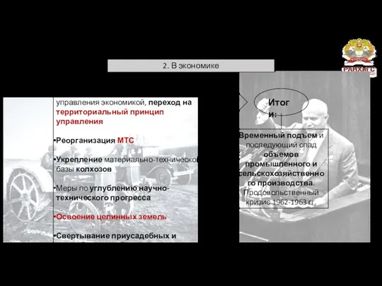 Итоги: 6) Период Хрущевской «оттепели» (1953-1964 гг.)