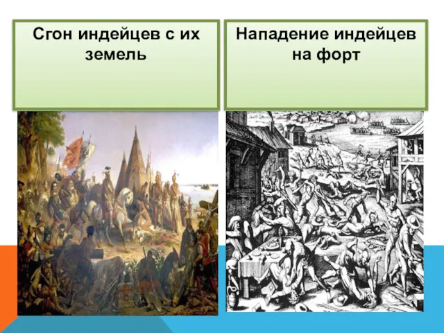 Сгон индейцев с их земель Нападение индейцев на форт