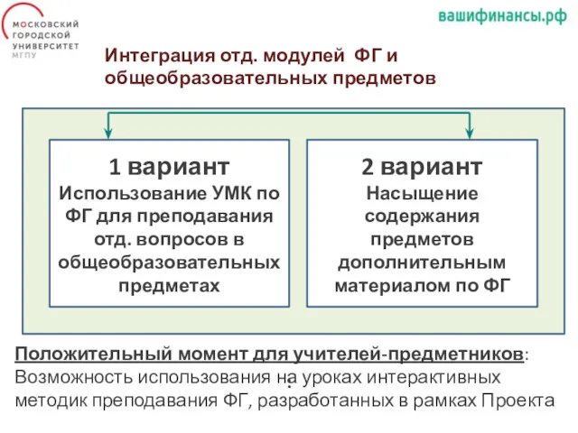 1 вариант Использование УМК по ФГ для преподавания отд. вопросов