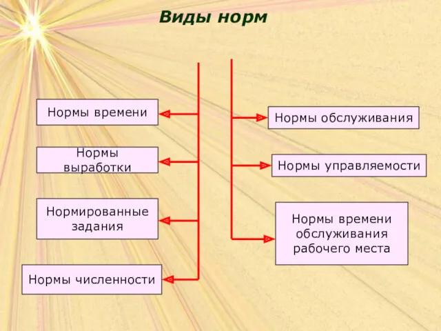 Виды норм Нормы времени Нормы выработки Нормированные задания Нормы времени