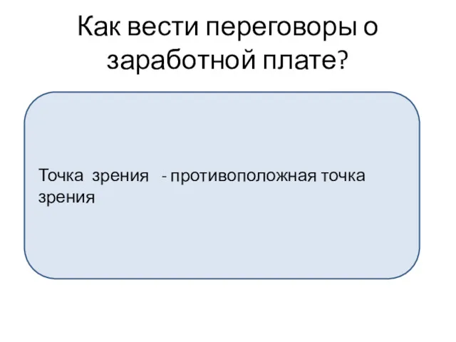 Как вести переговоры о заработной плате? Точка зрения - противоположная точка зрения