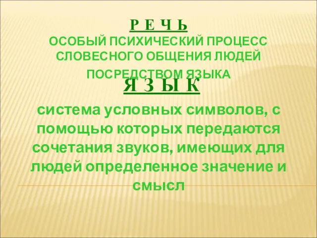 Р Е Ч Ь ОСОБЫЙ ПСИХИЧЕСКИЙ ПРОЦЕСС СЛОВЕСНОГО ОБЩЕНИЯ ЛЮДЕЙ