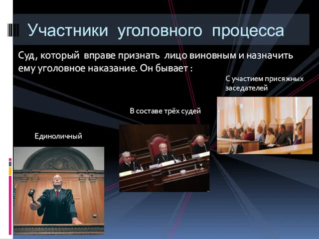 Суд, который вправе признать лицо виновным и назначить ему уголовное