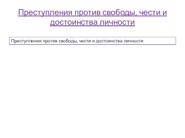 Преступления против свободы, чести и достоинства личности