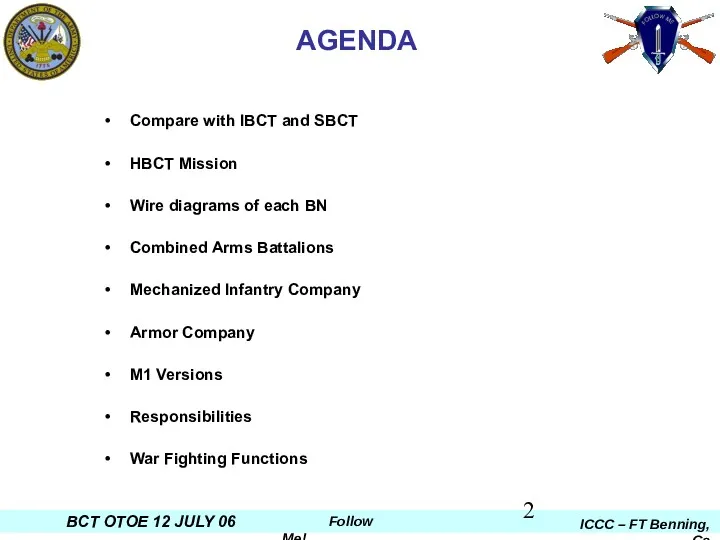 AGENDA Compare with IBCT and SBCT HBCT Mission Wire diagrams of each BN