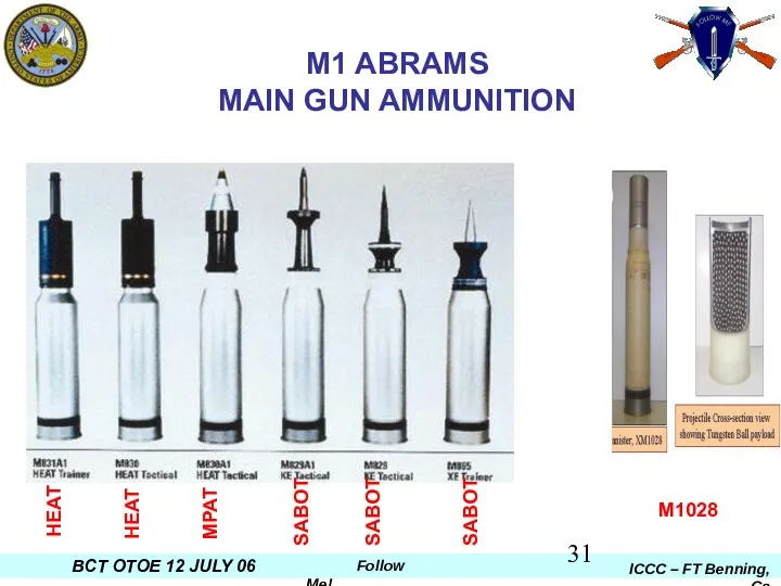 M1 ABRAMS MAIN GUN AMMUNITION STAFF M1028