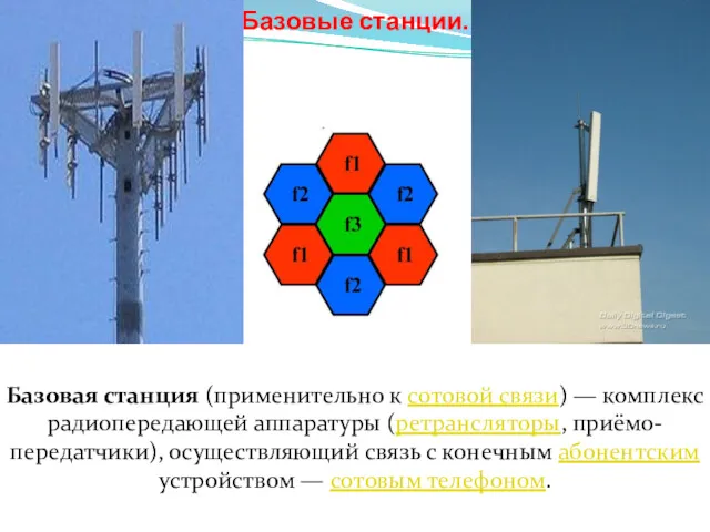 Базовые станции. Базовая станция (применительно к сотовой связи) — комплекс