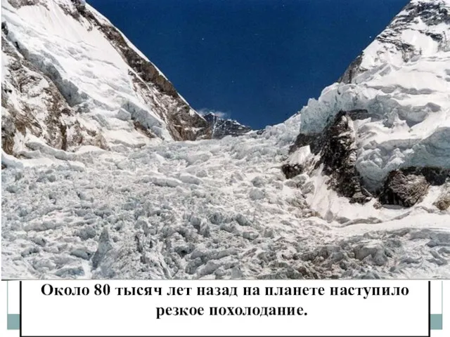 Около 80 тысяч лет назад на планете наступило резкое похолодание.