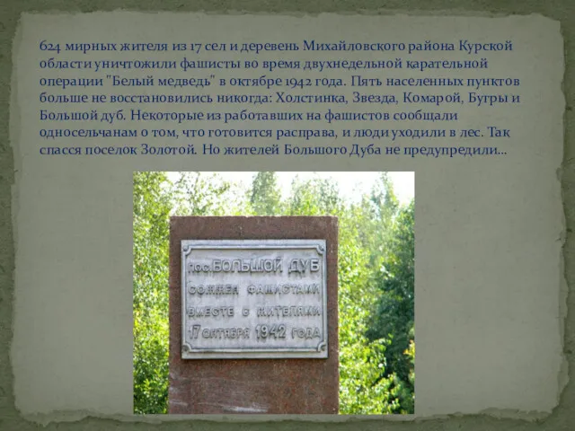 624 мирных жителя из 17 сел и деревень Михайловского района