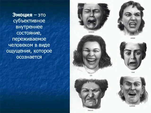 Эмоция – это субъективное внутреннее состояние, переживаемое человеком в виде ощущения, которое осознается