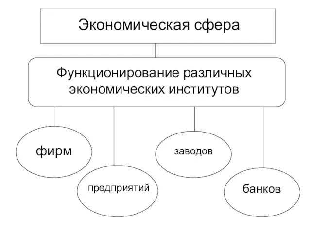 Экономическая сфера Функционирование различных экономических институтов фирм предприятий заводов банков