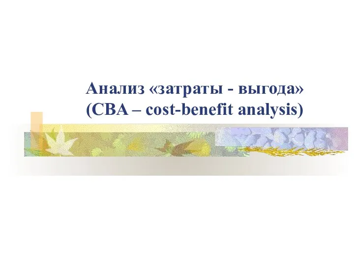 Анализ «затраты - выгода» (CBA – cost-benefit analysis)