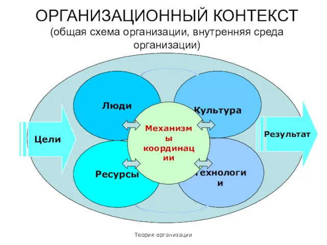 Теория организации ОРГАНИЗАЦИОННЫЙ КОНТЕКСТ (общая схема организации, внутренняя среда организации)