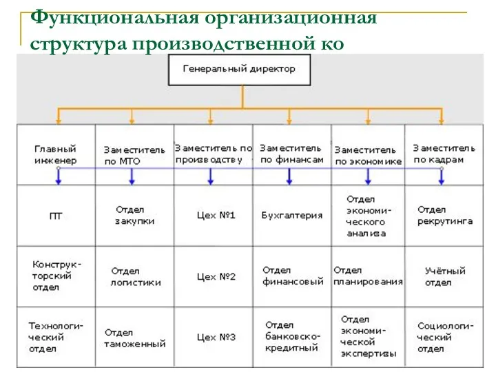 Функциональная организационная структура производственной ко