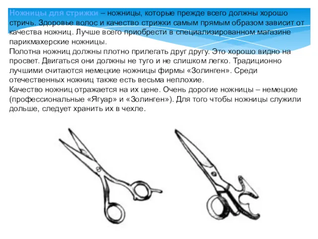 Ножницы для стрижки – ножницы, которые прежде всего должны хорошо стричь. Здоровье волос
