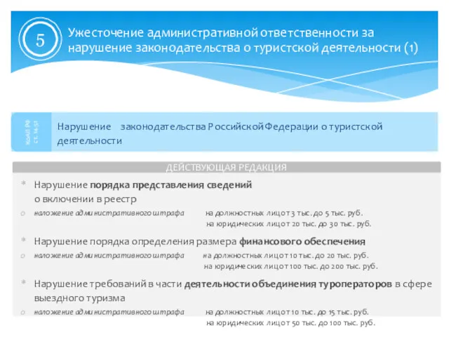 Ужесточение административной ответственности за нарушение законодательства о туристской деятельности (1)