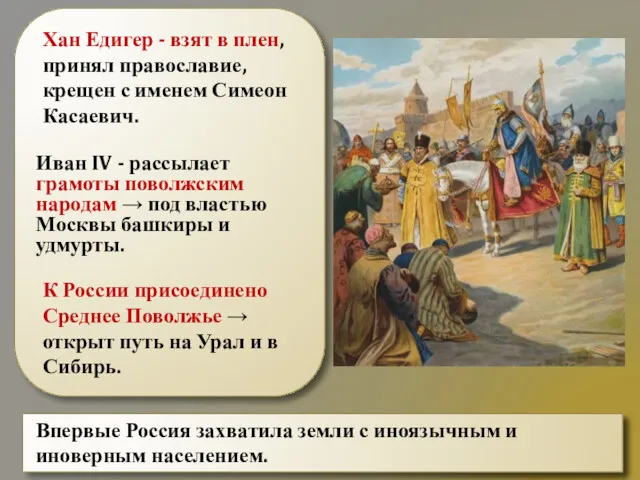 Хан Едигер - взят в плен, принял православие, крещен с