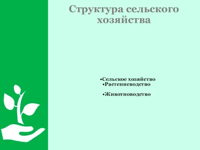 Структура сельского хозяйства Сельское хозяйство Растениеводство Животноводство