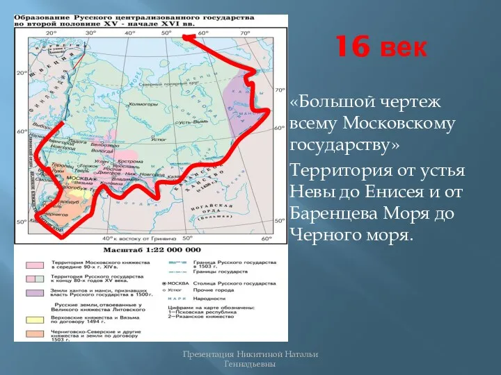 16 век «Большой чертеж всему Московскому государству» Территория от устья