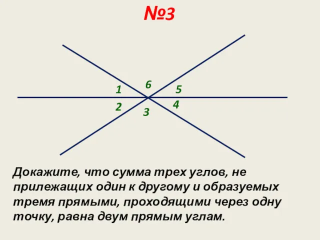 №3 Докажите, что сумма трех углов, не прилежащих один к