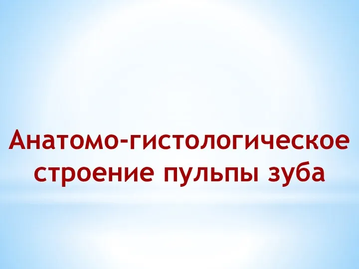 Анатомо-гистологическое строение пульпы зуба