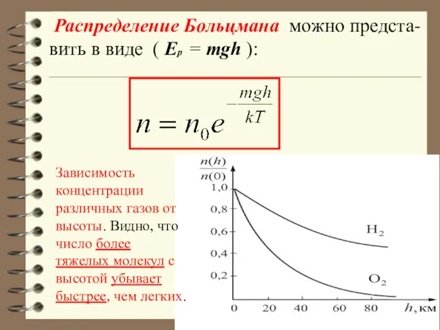 Распределение Больцмана можно предста-вить в виде ( Ер = mgh