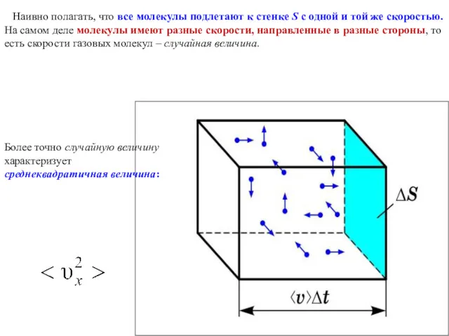 Наивно полагать, что все молекулы подлетают к стенке S с