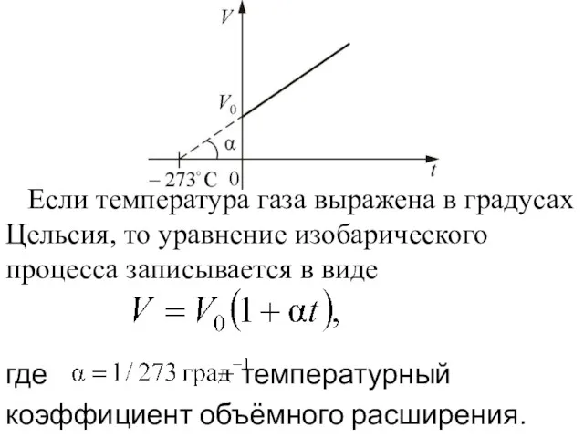 Если температура газа выражена в градусах Цельсия, то уравнение изобарического