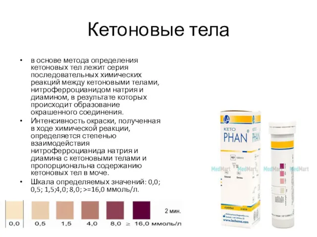 Кетоновые тела в основе метода определения кетоновых тел лежит серия