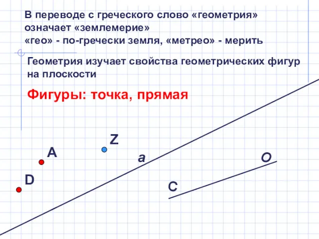 В переводе с греческого слово «геометрия» означает «землемерие» «гео» -