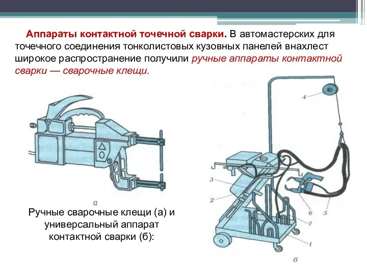 Аппараты контактной точечной сварки. В автомастерских для точечного соединения тонколистовых