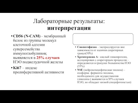 Лабораторные результаты: интерпретация CD56 (N-CAM) - мембранный белок из группы