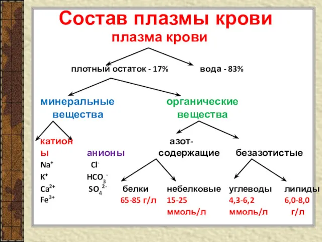 Состав плазмы крови плазма крови