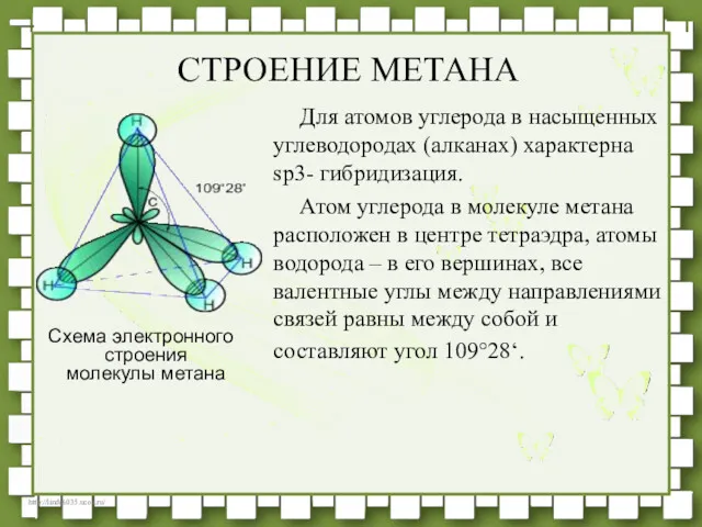 Для атомов углерода в насыщенных углеводородах (алканах) характерна sp3- гибридизация.