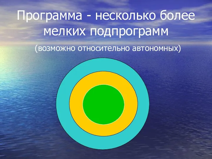 Программа - несколько более мелких подпрограмм (возможно относительно автономных)