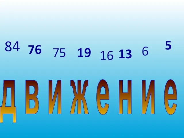 д в и ж е н и е 84 76 75 19 16 13 6 5