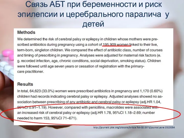 Связь АБТ при беременности и риск эпилепсии и церебрального паралича у детей http://journals.plos.org/plosone/article?id=10.1371/journal.pone.0122034