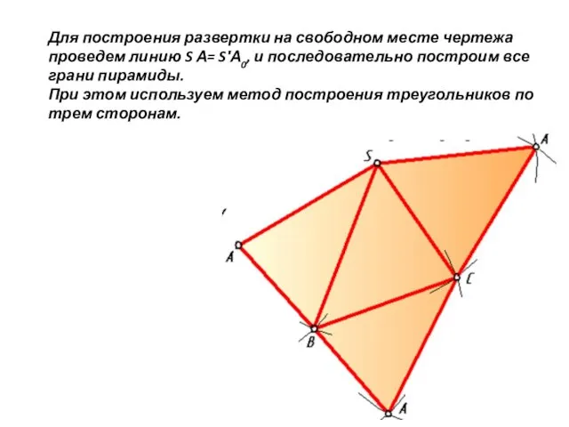 Для построения развертки на свободном месте чертежа проведем линию S