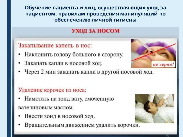 Обучение пациента и лиц, осуществляющих уход за пациентом, правилам проведения манипуляций по обеспечению личной гигиены