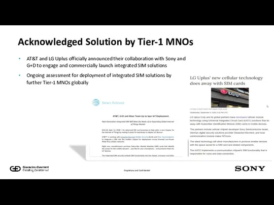 Acknowledged Solution by Tier-1 MNOs AT&T and LG Uplus officially announced their collaboration