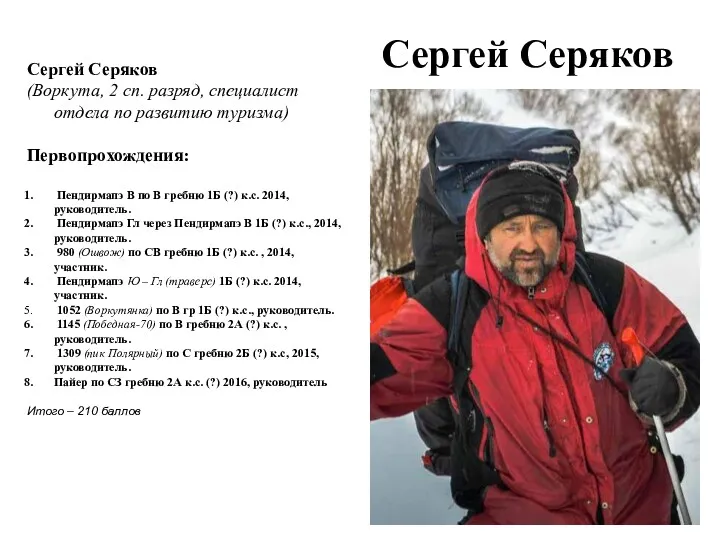 Сергей Серяков Сергей Серяков (Воркута, 2 сп. разряд, специалист отдела
