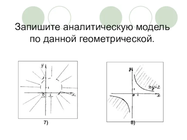 Запишите аналитическую модель по данной геометрической. 7) 8)