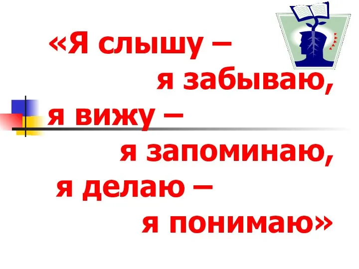 «Я слышу – я забываю, я вижу – я запоминаю, я делаю – я понимаю»