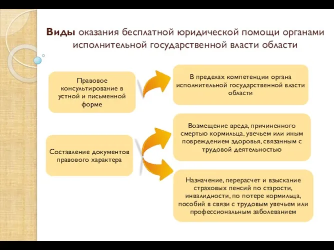 Виды оказания бесплатной юридической помощи органами исполнительной государственной власти области