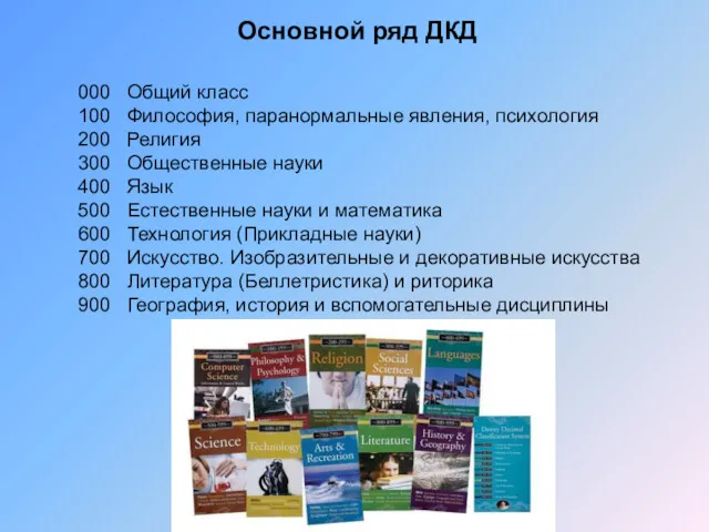 Основной ряд ДКД 000 Общий класс 100 Философия, паранормальные явления,