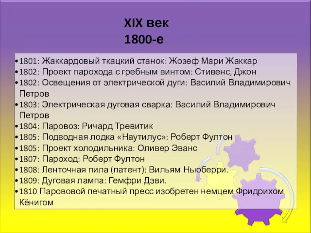 XIX век 1800-е 1801: Жаккардовый ткацкий станок: Жозеф Мари Жаккар