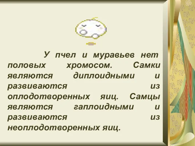 У пчел и муравьев нет половых хромосом. Самки являются диплоидными