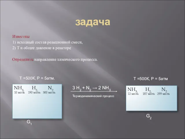 задача Известны 1) исходный состав реакционной смеси, 2) Т и